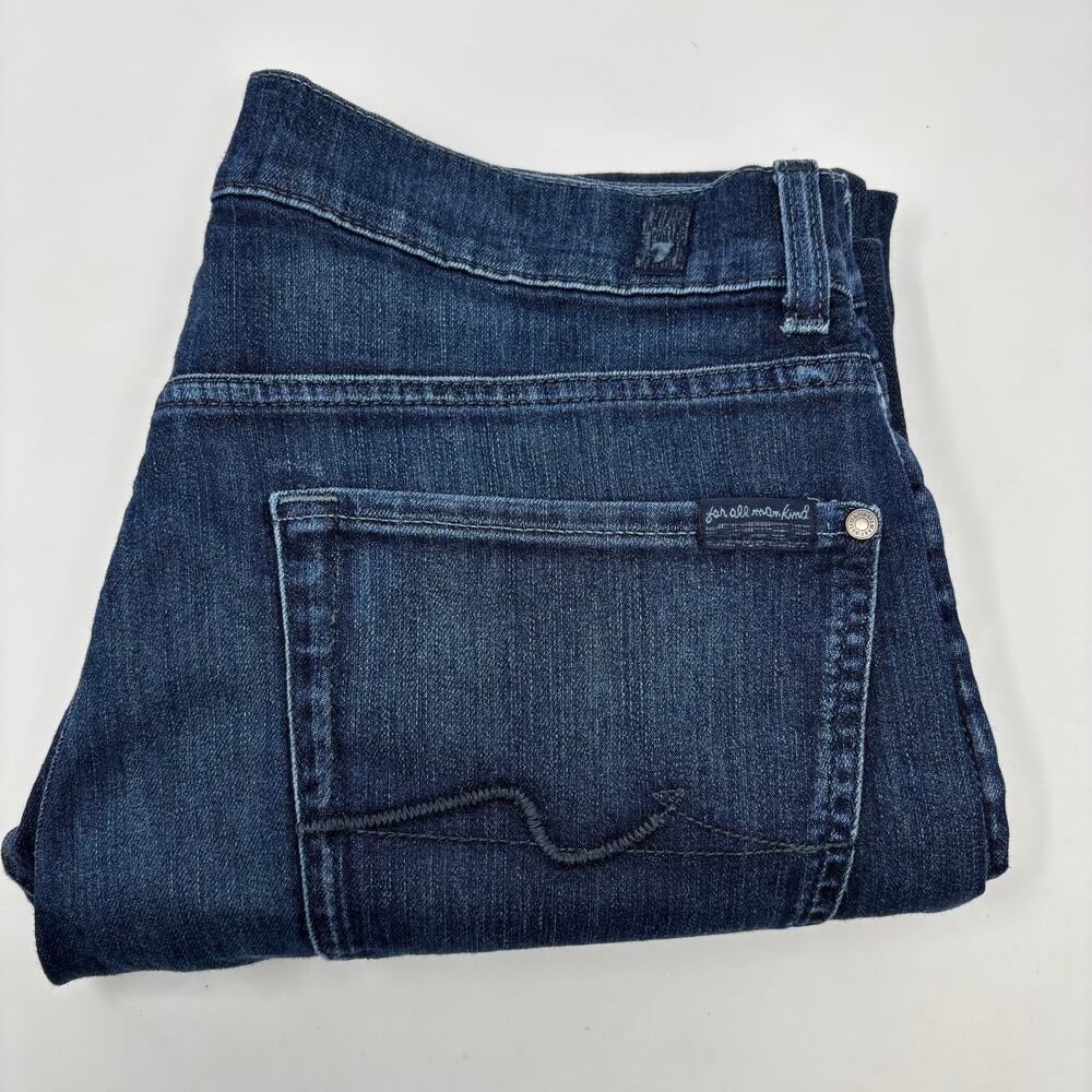 7 For All Mankind 32x28 Blue Medium Wash "The Straight" 5 Pocket Straight Jeans
